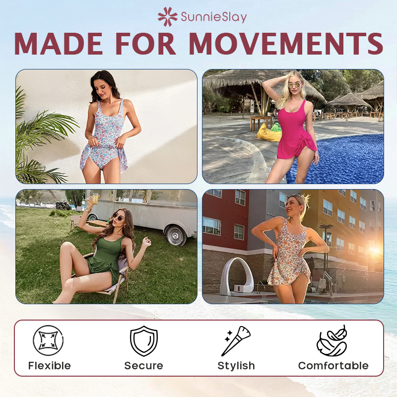 SunnieSlay - One-Piece-Swimdress for Women with Tummy Control